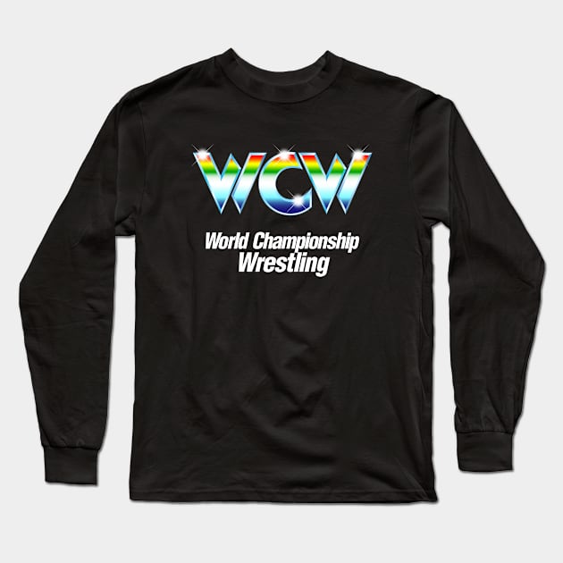 WCW Rainbow Logo Long Sleeve T-Shirt by Authentic Vintage Designs